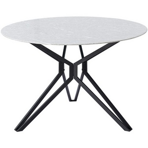 Стол на 4 персоны DT-63 мрамор/черный (d110) ESF DT-63marble/black(d110) (круглая столешница, 3 ножки)