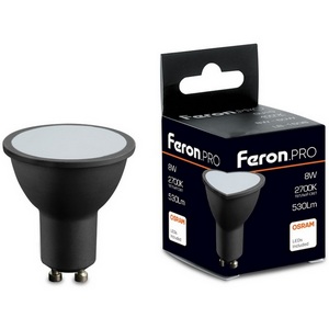 Лампа светодиодная MR16 рефлекторная 8W 175-265V GU10 2700К Feron LB-1608 48958