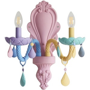 Бра с цветным плафоном для детской Kink Light Астрид 074175-2 в виде свечи с подвесками