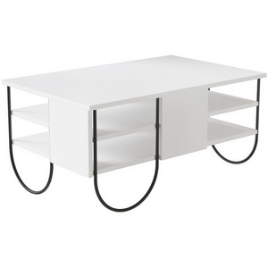 Стол с деревянной столешницей шириной 60 см журнальный с полкой LEVE NORFOLK COFFEE TABLE LEV00074 (прямоугольная столешница, 4 ножки)