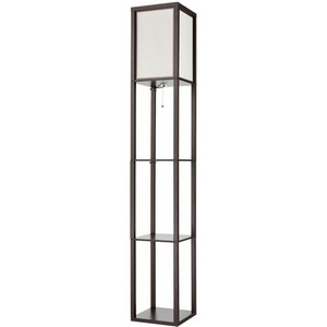 Торшер колонна с полкой Lumion Practic 8090/1F кофейный/белый, дерево/текстиль Е27 1*60W 220V