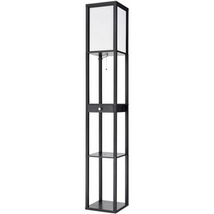 Торшер колонна с полкой Lumion Practic 8092/1F черный/белый, дерево/текстиль Е27 1*60W 220V