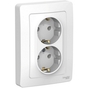 Розетка встраиваемая двойная с заземлением (белый) Systeme Electric Blanca BLNRS001021