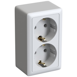 Розетка накладная двойная с заземлением (белый) Systeme Electric HIT RA16-238I-B