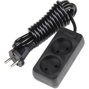 Удлинитель шнур 3м., 2 гнезда, б/з. черный Uniel Standard S-CD2-3 BLACK