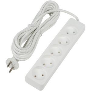 Удлинитель шнур 5м., 5 гнезд, 10A, б/з. белый Uniel Ultra S-CU5-5 WHITE