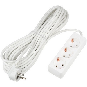 Удлинитель шнур 10м., 3 гнезда, 16A, с/з. белый Uniel Ultra S-GCU3-10 WHITE