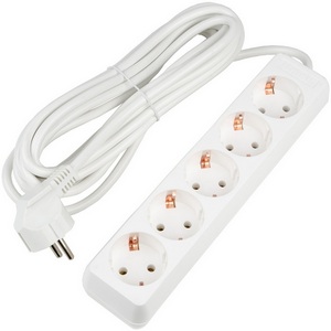 Удлинитель шнур 5м., 5 гнезд, 16A, с/з. белый Uniel Ultra S-GCU5-5 WHITE