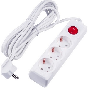 Удлинитель шнур 5м., 3 гнезда, 16A, с/з. белый Uniel Ultra S-GCU3-5B WHITE