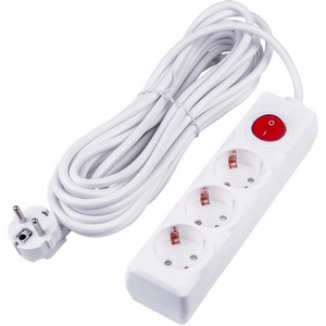 Удлинитель шнур 7м., 3 гнезда, 16A, с/з. белый Uniel Ultra S-GCU3-7B WHITE