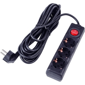Удлинитель шнур 7м., 3 гнезда, 16A, с/з. черный Uniel Ultra S-GCU3-7B BLACK