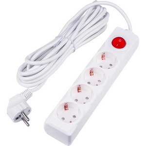 Удлинитель шнур 5м., 4 гнезда, 16A, с/з. белый Uniel Ultra S-GCU4-5B WHITE