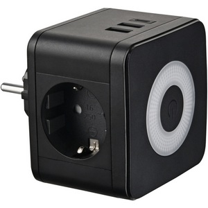 Разветвитель сетевой с выключателем, с/з. 2 гнезда. 2USB+1TYPE C. 16А, 3500Вт. черный Uniel Сетевые разветвители S-GES2-16SBUC BLACK
