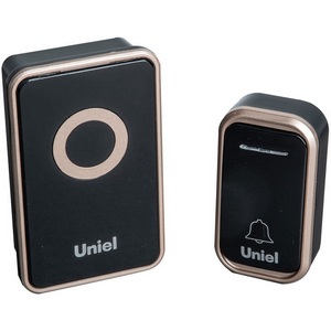 Звонок электронный 220В черный с золотистым. Uniel UDB-094W-R1T1-38S-BL/GL