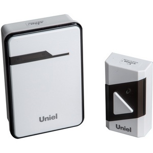 Звонок беспроводной белый с черным. Uniel UDB-016W-R1T1-38S-150M-WH/BL