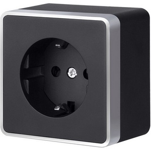 Розетка с заземлением Gallant Werkel W5071034 (черный с серебром)