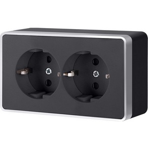Розетка двойная с заземлением Gallant Werkel W5072134 (черный с серебром)