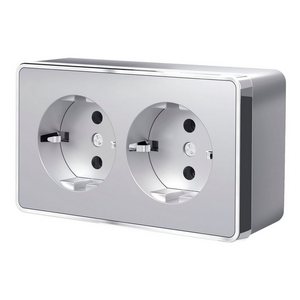Розетка накладная двойная с заземлением Gallant (серебряный) Werkel W5072106 (a052776)