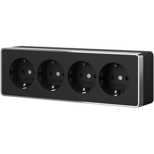 Розетка четверная с заземлением и шторками Gallant черный/хром Werkel W5072258 (a071254)