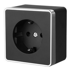 Розетка накладная с заземлением Gallant (черный/хром) Werkel W5071035 (a050973)