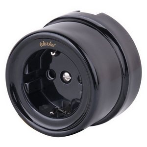 Розетка накладная с заземлением (черный) Ретро Werkel W5671008 (a051453)