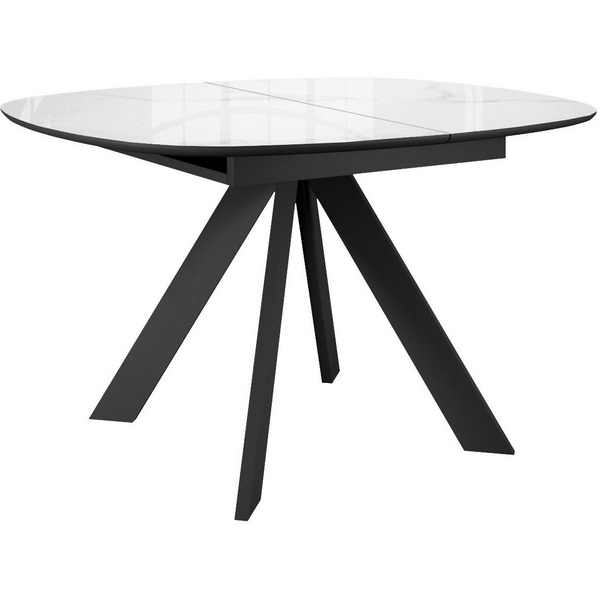 Стол DikLine BK100 Керамика Carrara Gloss (мрамор глянец белый)/подстолье черное/опоры черные 00-00085044  фото