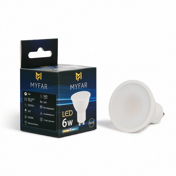 Лампочка светодиодная MyFar Базиc GU10 MB1202GU10-6W4K  фото