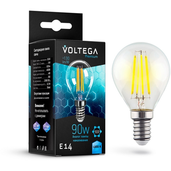 Лампочка светодиодная E14 9W Graphene Voltega Globe 7137  фото